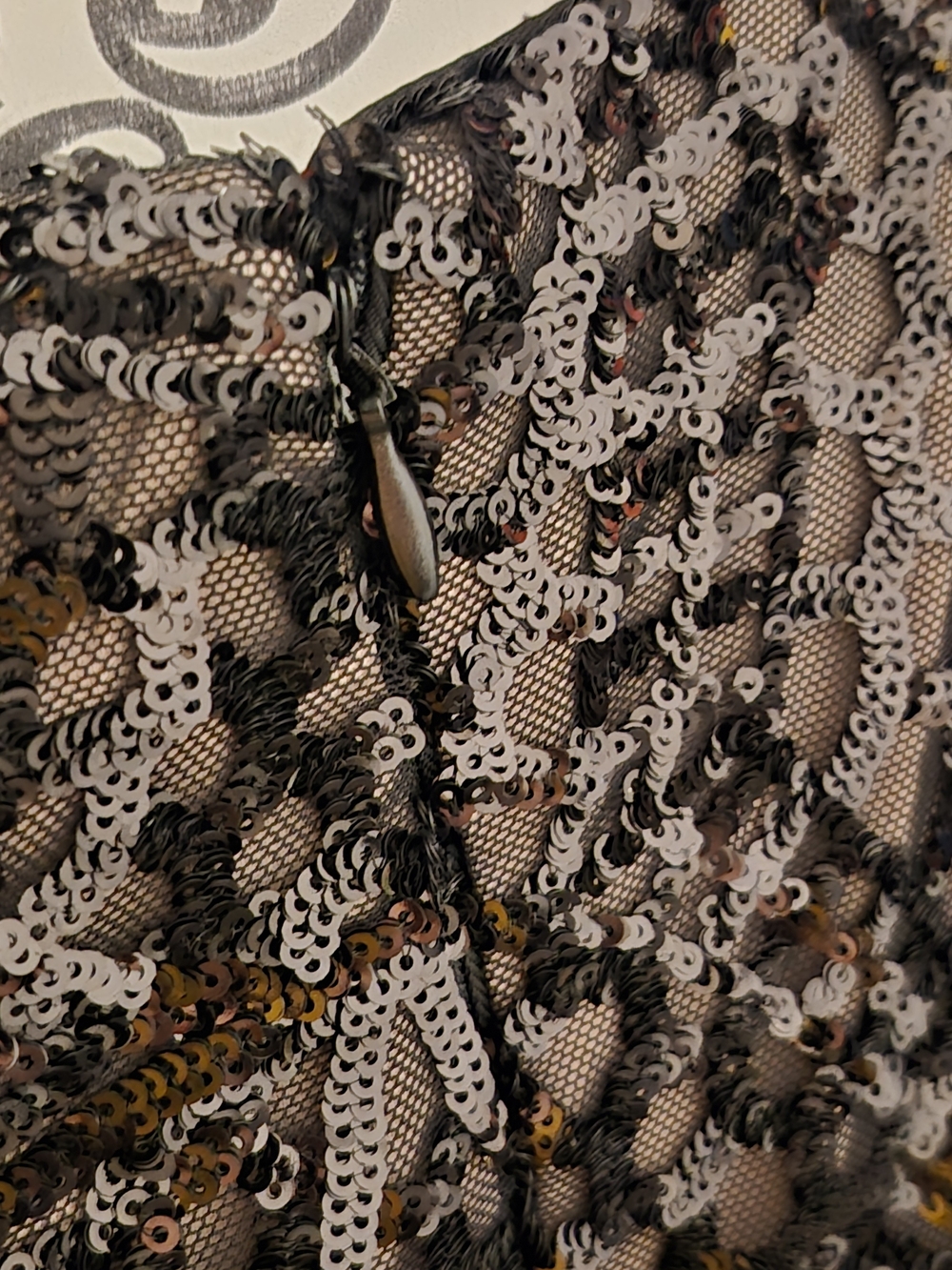 NWT - R&M Richards Black & Nude Beaded Midi Dress - 14W - Picture 7 of 8